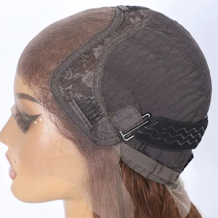 Perruques Lekker 100% Cheveux Humains Sans Colle Marron 30" Longues Lisses 13x5 Lace Frontal Pour Femmes