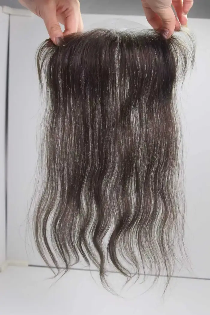 100% cheveux humains pleine Pu femmes délié perruque 13 pouces 2*16 cm noeuds blanchis aspect naturel