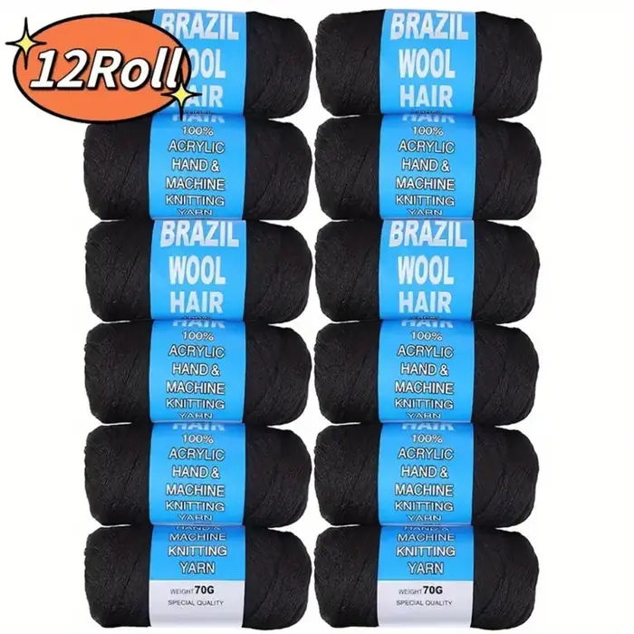Extensions capillaires synthétiques brésiliennes en laine au Crochet pour femmes, fil de cheveux afr