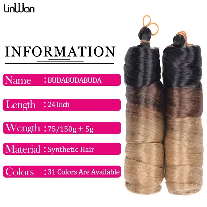 Français Curl Tressage Cheveux 24 pouces Lâche Ondulé Bouclés