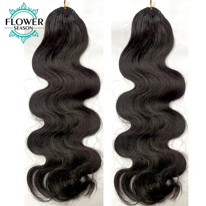 Extensions de Cheveux Naturels au Crochet Pré-Mathiés Sans Nministériels d, Vague de Corps, Plume, S