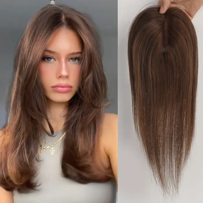 100% Remy cheveux humains Toppers Lase Base Clips dans les cheveux droite Blonde postiches humaines 