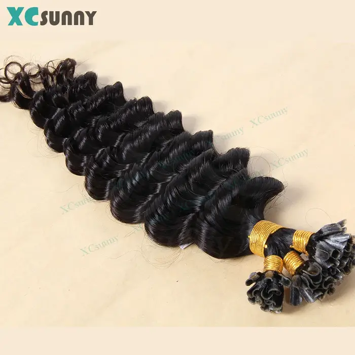 U Tip Extensions de cheveux humains kératine vague profonde Utip réel