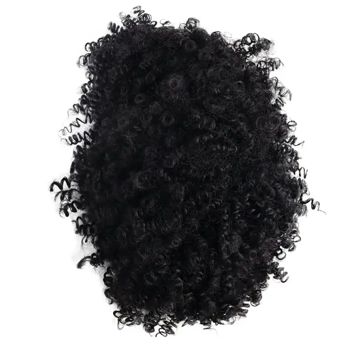 Perruques synthétiques bouclées rebondissantes noires naturelles pour hommes