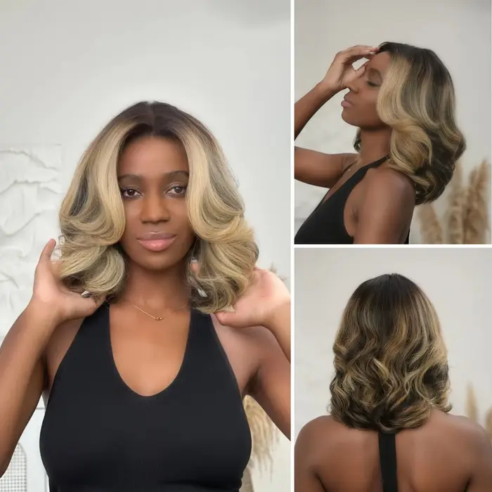 Perruques Bob sans colle à couches de 10 à 12 pouces en cheveux humains pour femmes noires, coupe dé