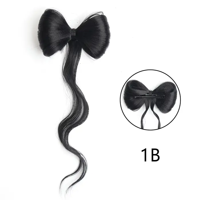 Extensions capillaires synthétiques en forme de pince à griffes avec nœud papillon, accessoires capi