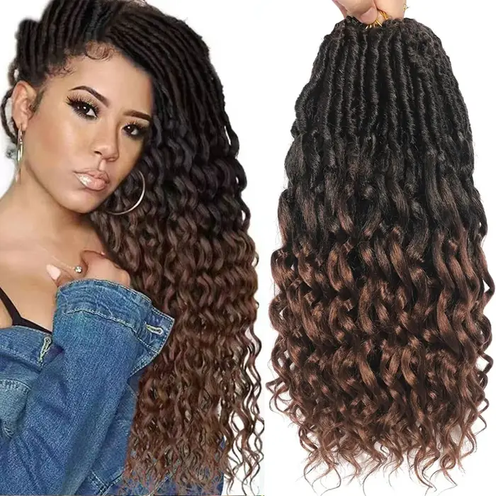 Faux Locs profonds Crochet cheveux pour femmes noires 7 paquets pré-bouclés déesse