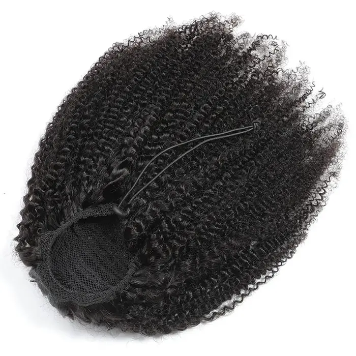 Extensions de cheveux humains crépus bouclés mongols 10-24 pouces pince queue de cheval Afro en cordon facile à porter