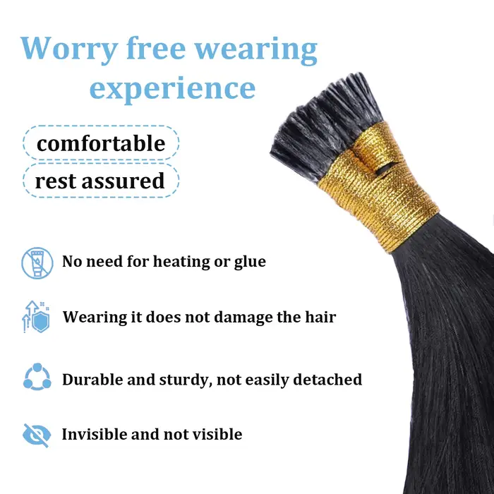 Extensions de cheveux humains à pointe droite