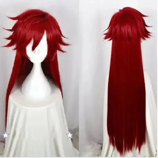 Perruque synthétique longue rouge Anime Grell Sutcliff, perruque de Costume de Cosplay, perruques de