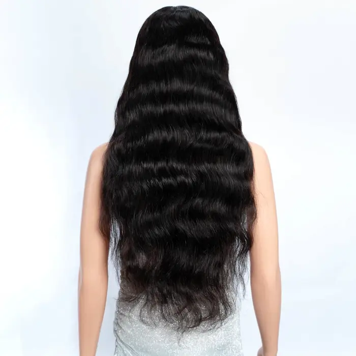 Lekker noir Long ondulé 13x1 T partie dentelle avant 100% perruques de cheveux humains pour les femm