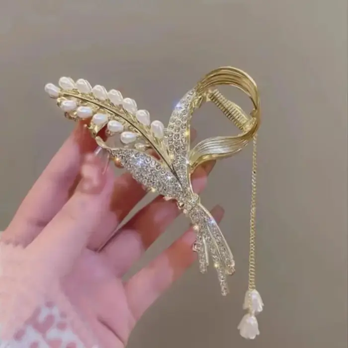 Pince à cheveux élégante surdimensionnée motif épi de blé : Luxueuse pour femme