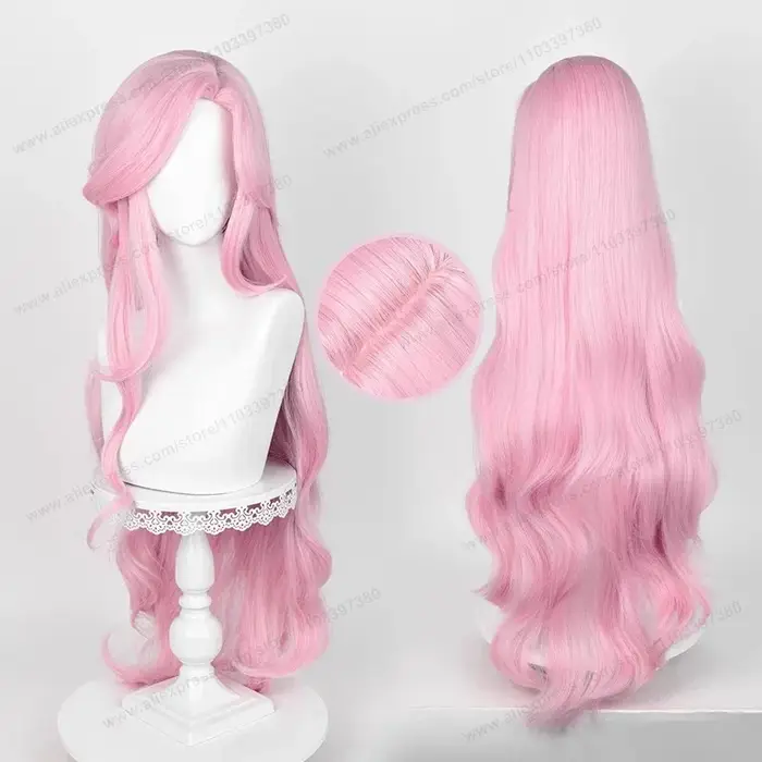 Fluttershy Cosplay perruque cheveux synthétiques unisexe 100 cm longue vague bouclée rose femmes