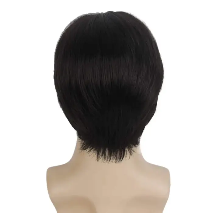 Perruque marron pour hommes, perruques ondulées à couche courte pour hommes, perruque de cheveux syn