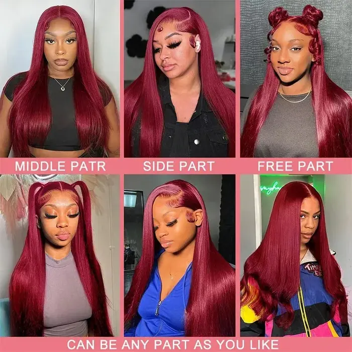 Perruque Lace Frontal Wig synthétique lisse 99J
