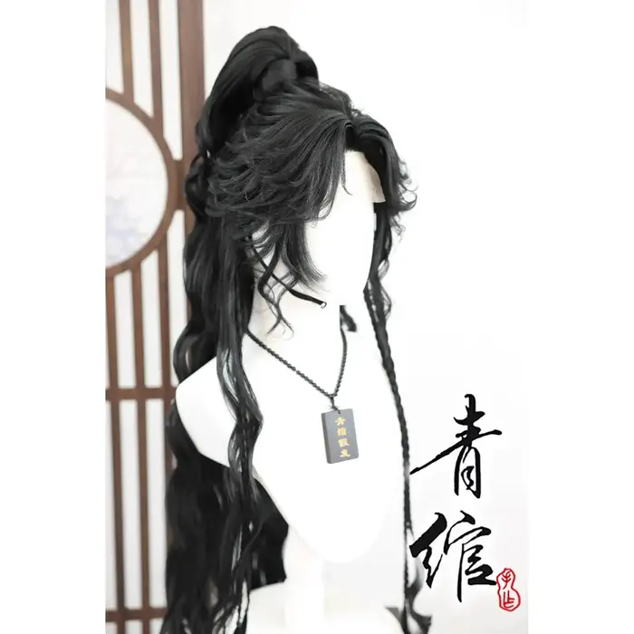 Perruque de style jeune maître, où les vents se rencontrent, WWM Wu Xia, Hanfu chinois ancien personnalisé, XiFangShi, cheveux bouclés noirs, cheveux intégrés