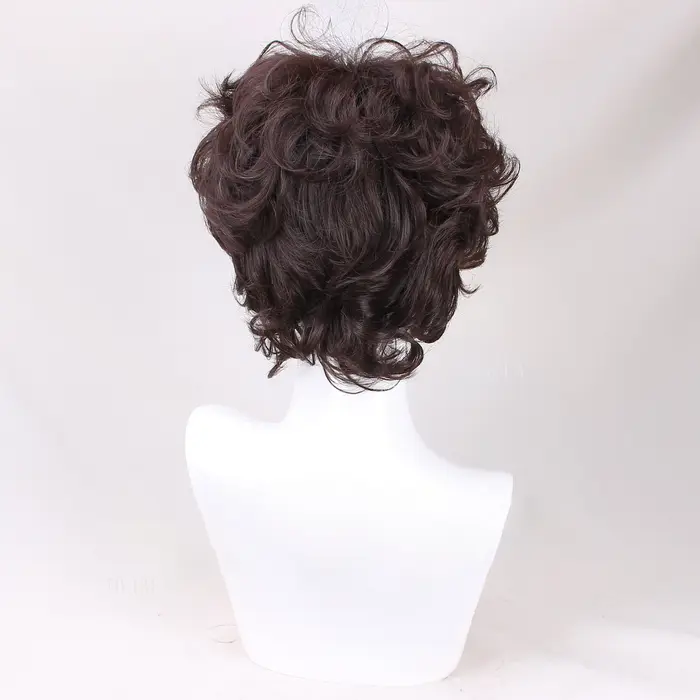 Frodo Baggins Cosplay perruque de haute qualité courte marron bouclés résistant à la chaleur cheveux synthétiques fête