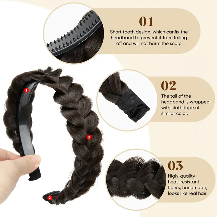 Bandeau tressé à la mode synthétique, bandeau pour cheveux, coiffure tressée, style bohème, accessoi