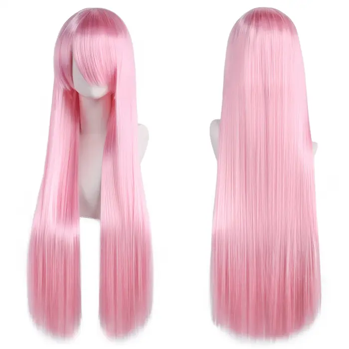 Perruques de Cosplay synthétiques blanches violettes de 80cm de Long