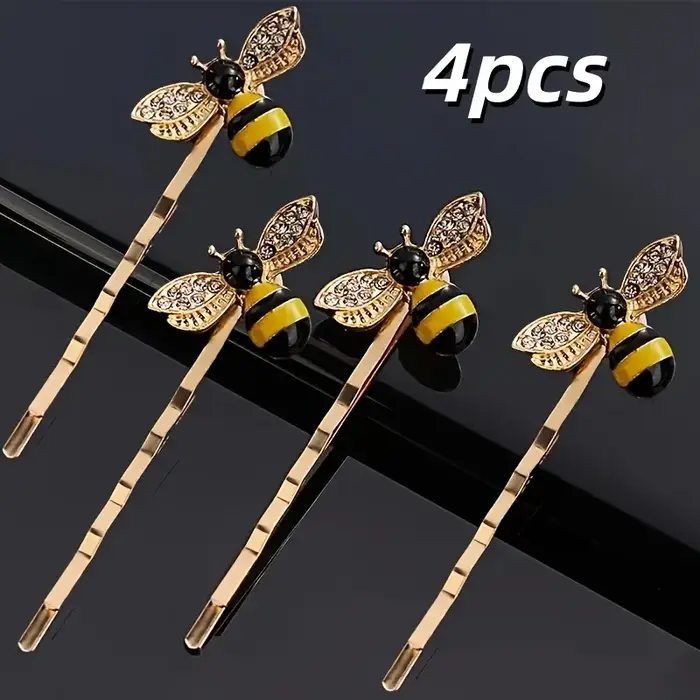 Ensemble de 4 pinces à cheveux abeille mignonnes et élégantes, adaptées aux bals de fin d'année, aux