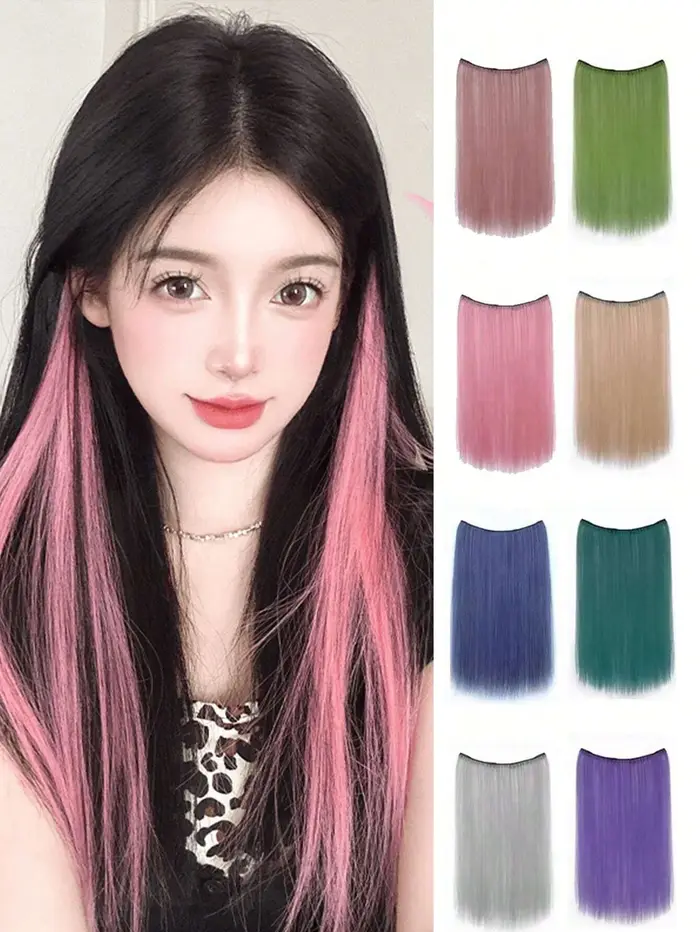 1 pièce environ. Extensions capillaires synthétiques longues et lisses de 20 pouces