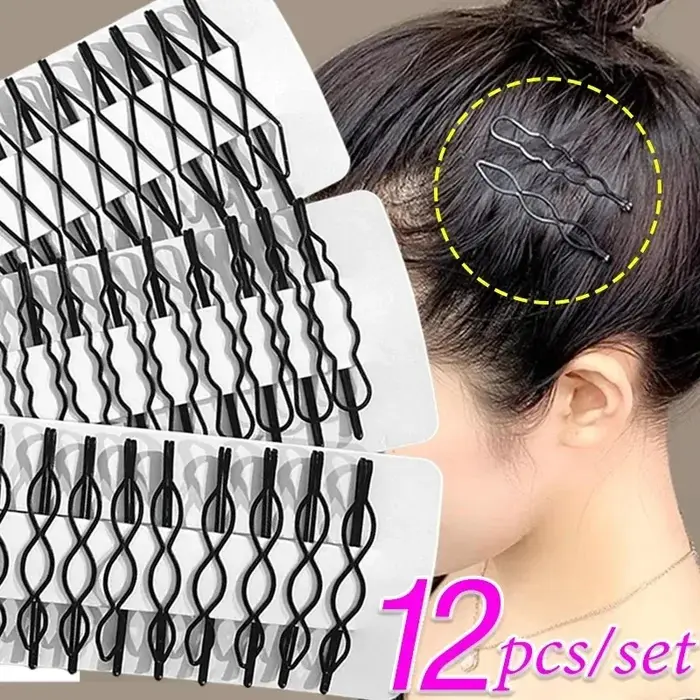 Épingles à cheveux noires ondulées
