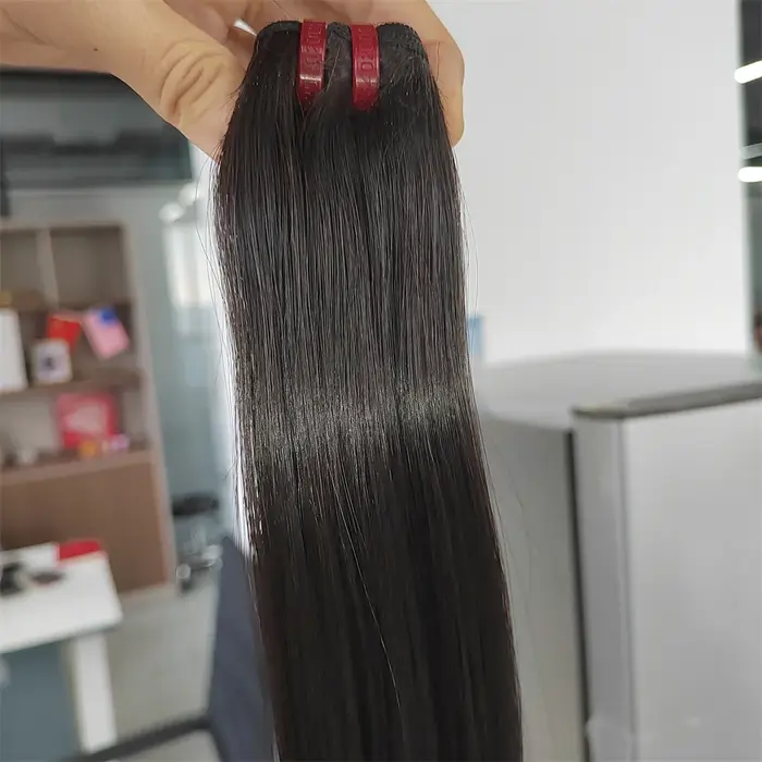 20A vietnamien Super Double os dessiné paquets de cheveux raides avec 2x6 fermeture couleur naturell
