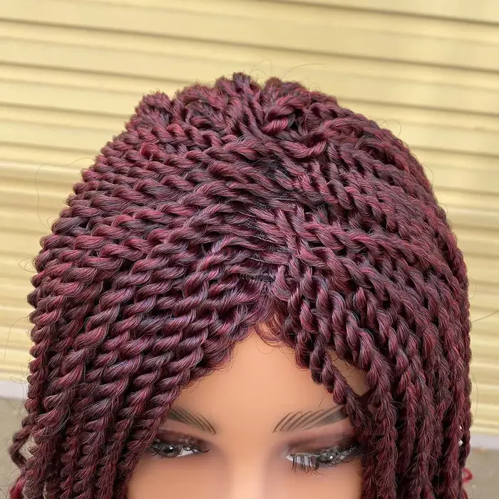 Boîte tressée perruques pour les femmes noires Crochet cheveux 2 torsion Ombre Bug africain synthétique court Bob