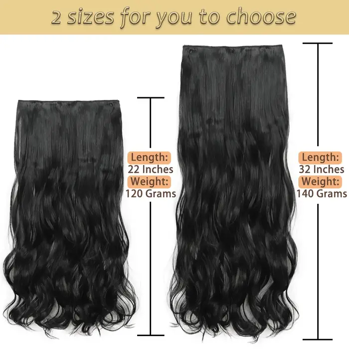 NICESY synthétique longue ondulée 5 Clips Extensions de cheveux 22 pouces/32 pouces pince sur Extens