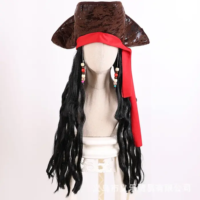 Perruque de Pirate pour adultes, capitaine Jack Sparrow, casquettes de Cosplay, tenues pour femmes e