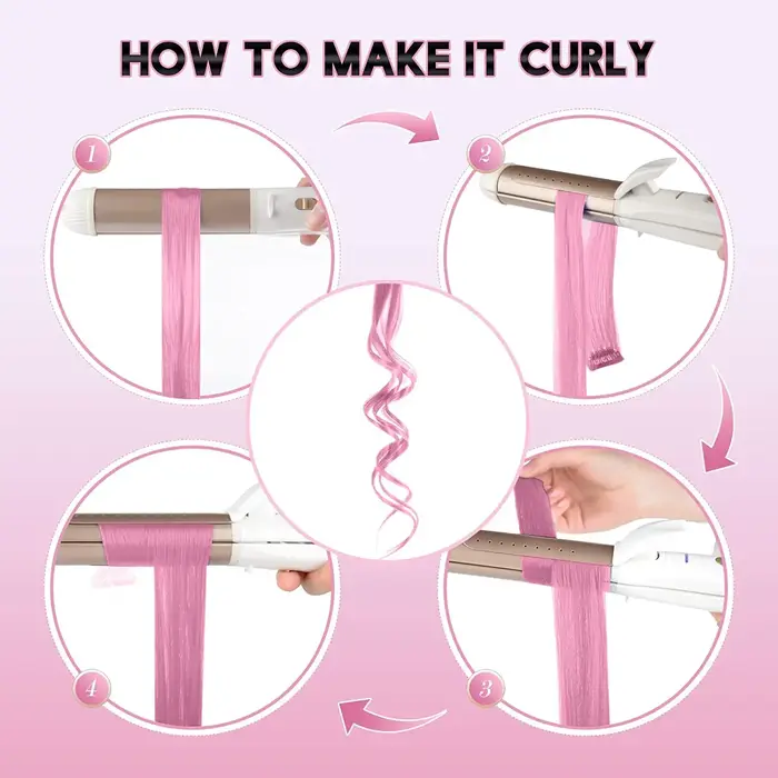 Extensions de cheveux synthétiques longues à clips