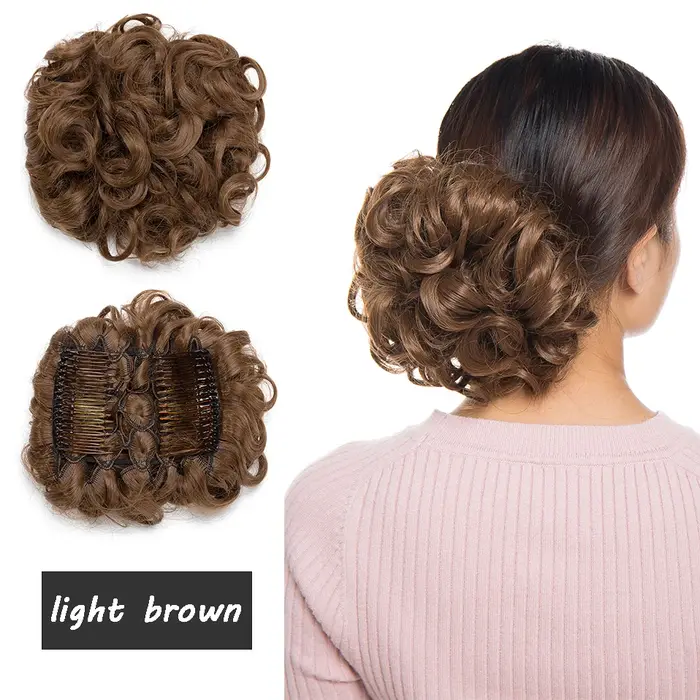 BENEHAIR cheveux synthétiques Chignon brun blond bouclés