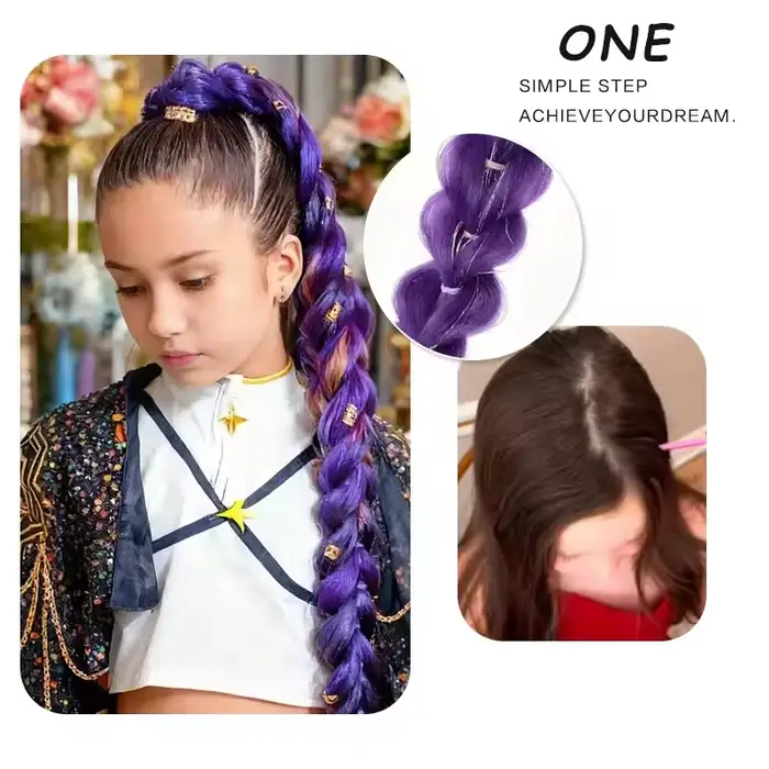 Perruque tressée violette synthétique extra longue de 32 po | Métallique chatoyant | Postiche de