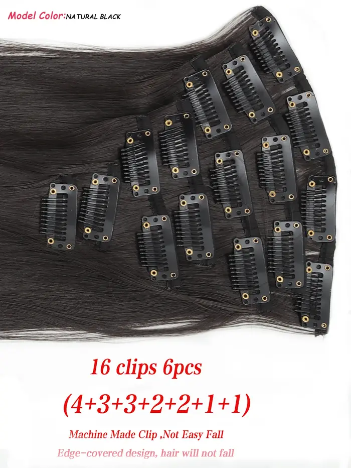 Extensions de cheveux synthétiques longues à clipser