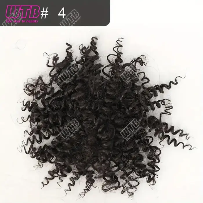 4 pouces synthétique Afro crépus bouclés Chignon Extension de cheveux pièces de cheveux Updo couvert