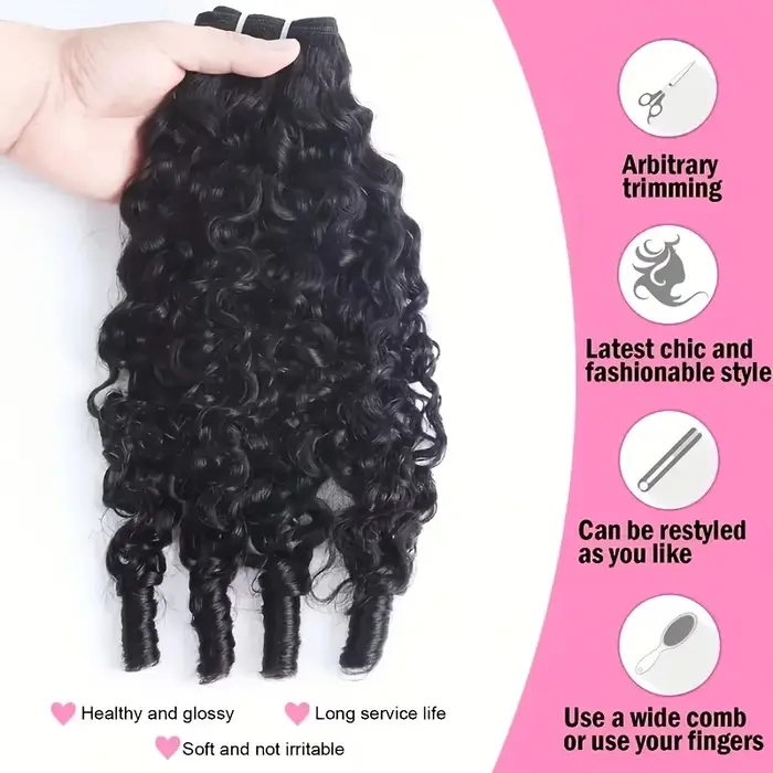 Extensions de Cheveux Humains Bouclés Birmans 100% Naturels, Qualité Cheveux Humains, Ondulations Pr