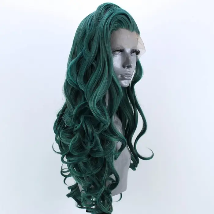 Perruque Lace Front Wig synthétique verte 13x4