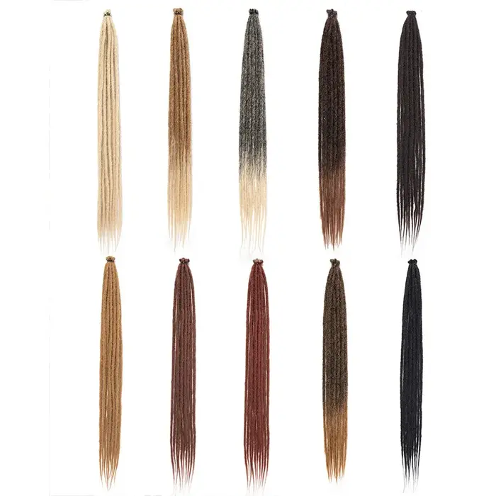 Extensions de Dreadlock synthétiques 10 racines/paquet Hippie dreads à une extrémité Ombre Loc