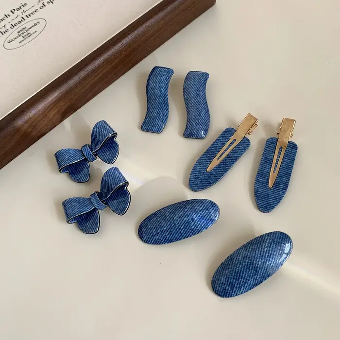 Pince à cheveux série Denim bleu