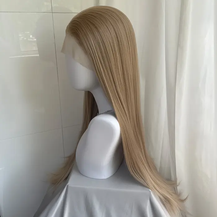Perruque Lace Front Wig synthétique Blonde miel 13x4, 26 pouces, perruques longues et lisses sans colle, résistantes à la chaleur, partie libre pour femmes