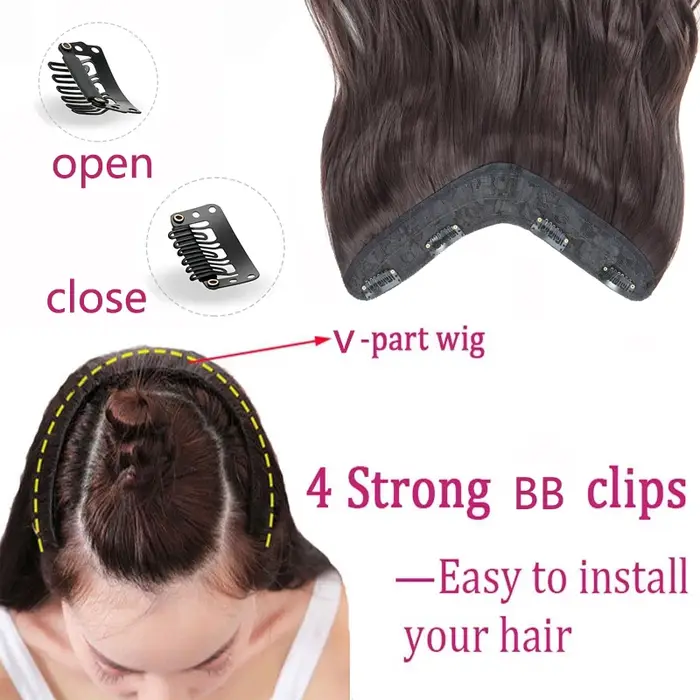 Extension de cheveux synthétiques longs bouclés ondulés de 20 pouces
