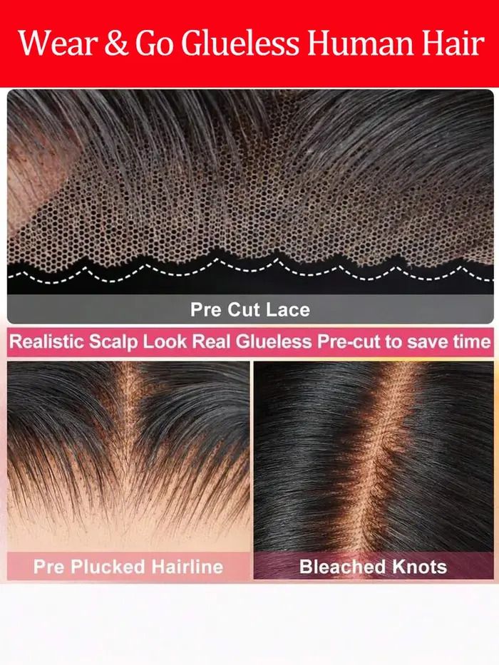 Perruque courte bob sans colle 13x4 HD Lace