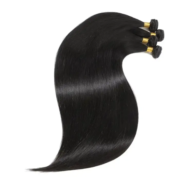 Extensions de cheveux humains vierges brésiliens lisses 12A non traités, double trame, 14-30 pouces