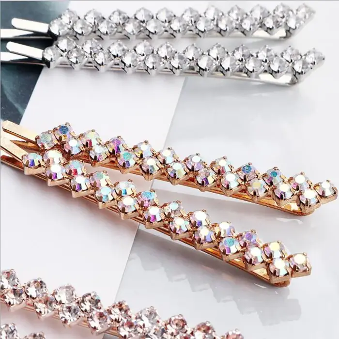 Pinces à cheveux en métal strass brillant pour femmes