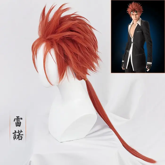Final Fantasy VII Reno perruques 50 cm Orange mi-long style Cosplay Costume