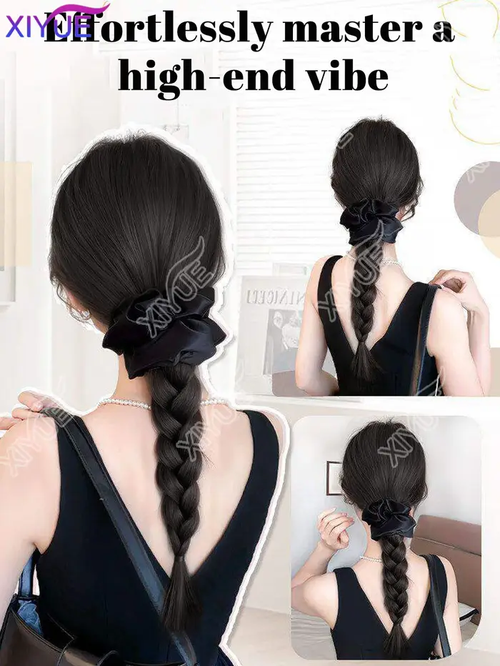 Perruque queue de cheval synthétique noire XY avec pince à cheveux
