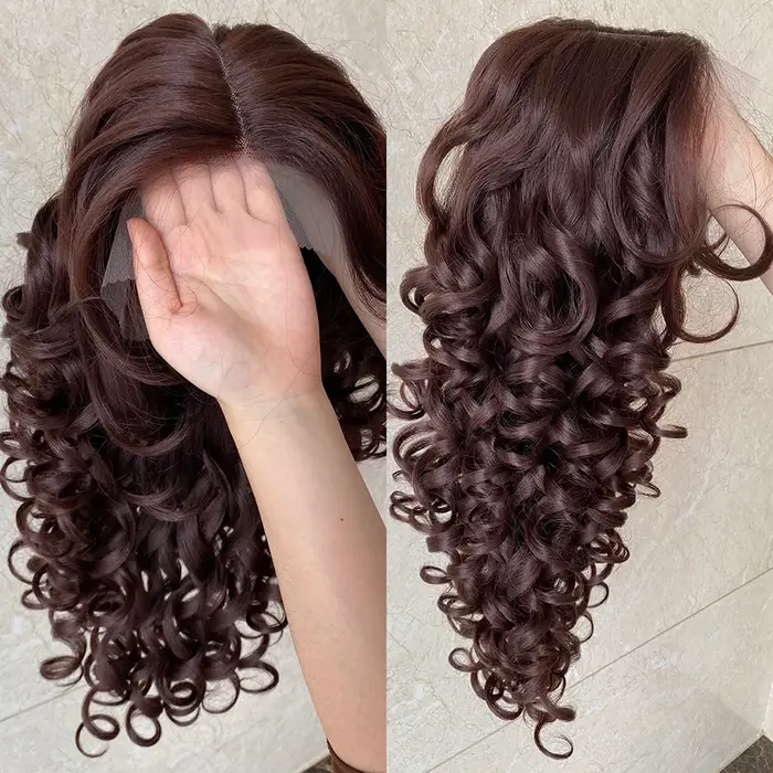 Latisha – perruque Lace Front Wig synthétique bouclée Afro, 24 pouces, 13x4,5x1, cheveux de Cosplay,