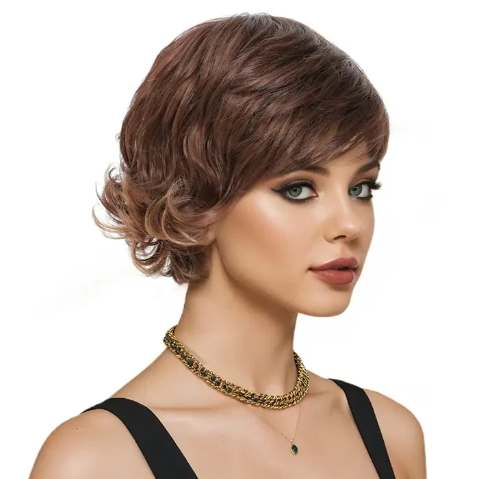 Perruque pour femmes, style tête complète naturelle