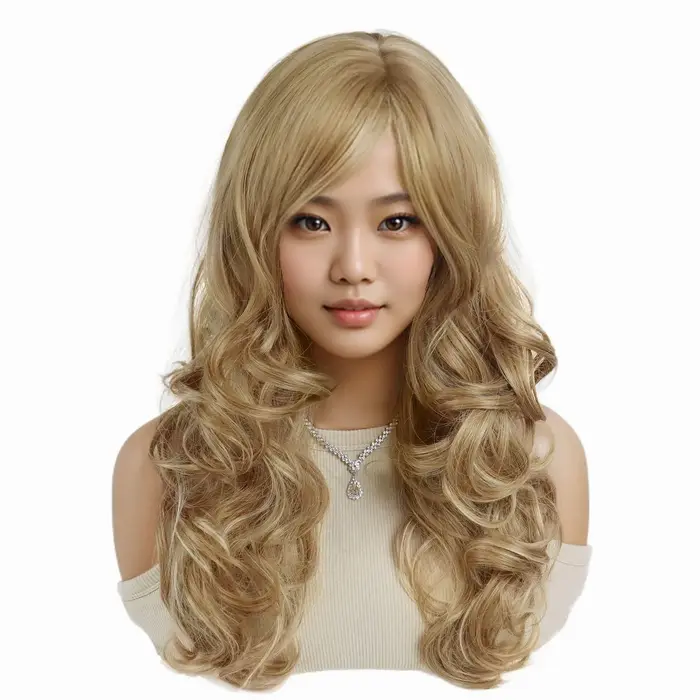 Perruques synthétiques blondes mixtes longues