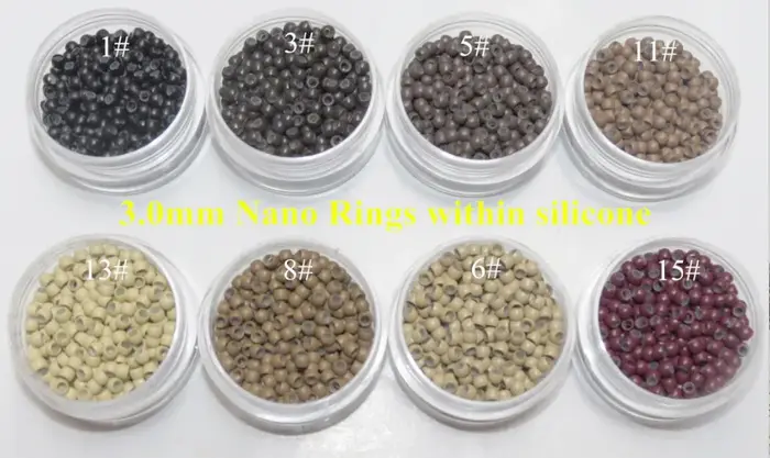 Nano hair-perles pour Extensions de cheveux en Silicone, Micro perles à maillons, 1000 pièces par bo